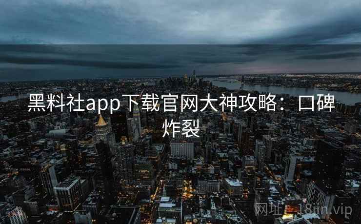 黑料社app下载官网大神攻略：口碑炸裂